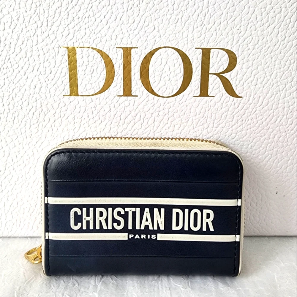 Auth Christian Dior Calfsin Vibe Voyageur Card Holder Wallet